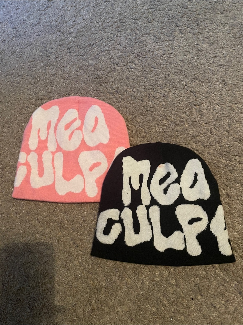 'Mea Culp' Knit Beanie Hat - Pink or Black